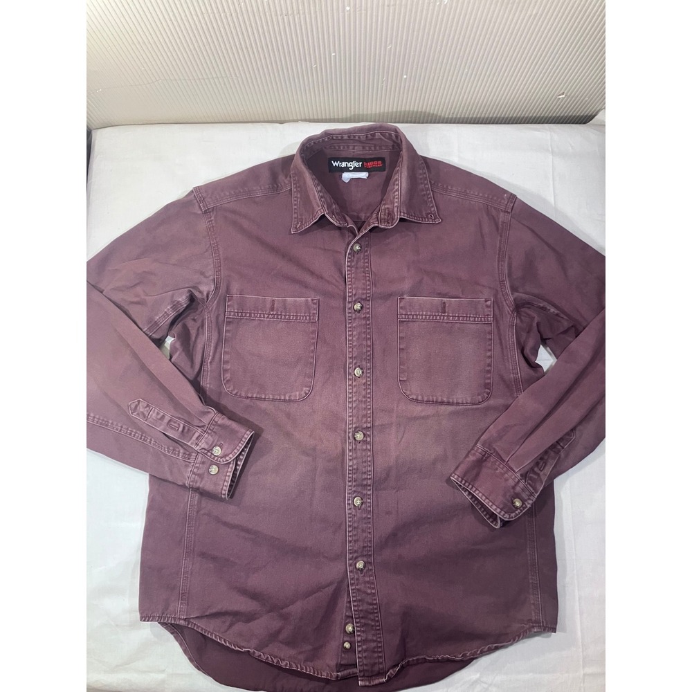 Wrangler Riggs Workwear Mens Maroon Long Sleeve‎ Button Down Shirt Size Large